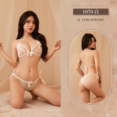 Bộ đồ lót nữ 2 mảnh lọt khe ren hoa cột dây đính nơ gợi cảm CP080